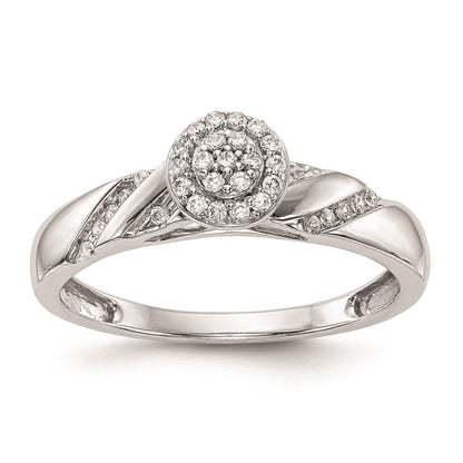 14K Weißgold Verlobungsring mit Diamant-Cluster im Trio-Design, komplett mit echten Diamanten