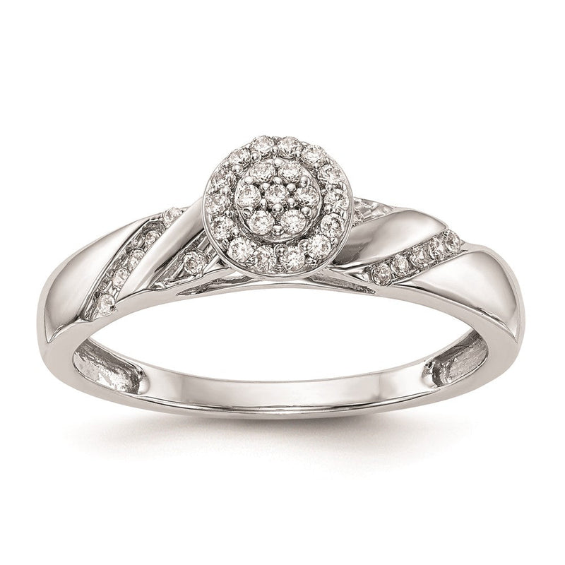 14K Weißgold Verlobungsring mit Diamant-Cluster im Trio-Design, komplett mit echten Diamanten