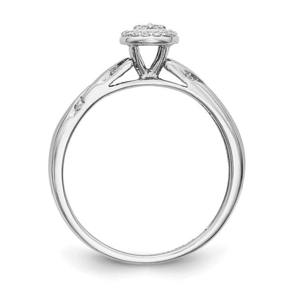 14K Weißgold Verlobungsring mit komplettem Diamant-Trio-Cluster