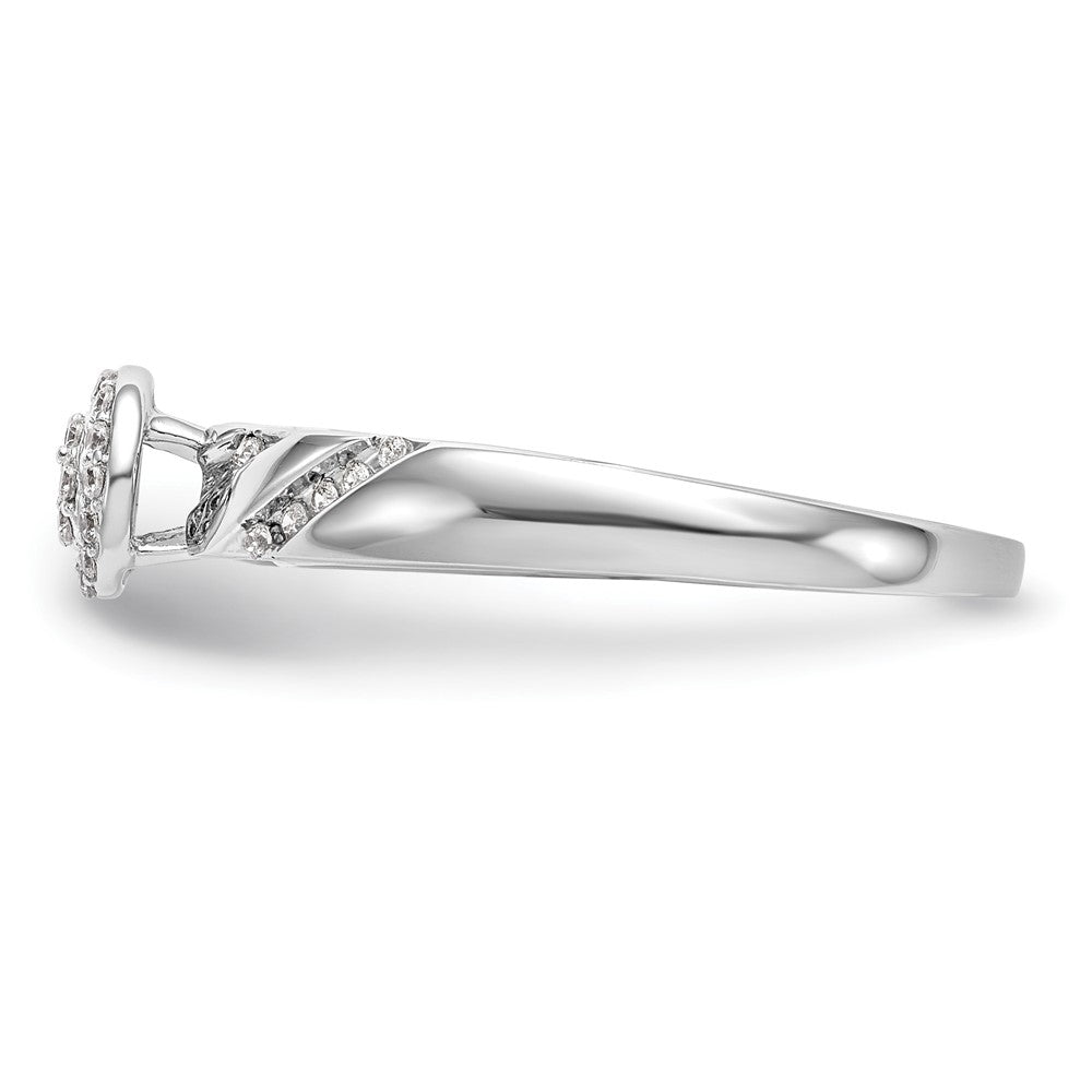 14K Weißgold Verlobungsring mit komplettem Diamant-Trio-Cluster