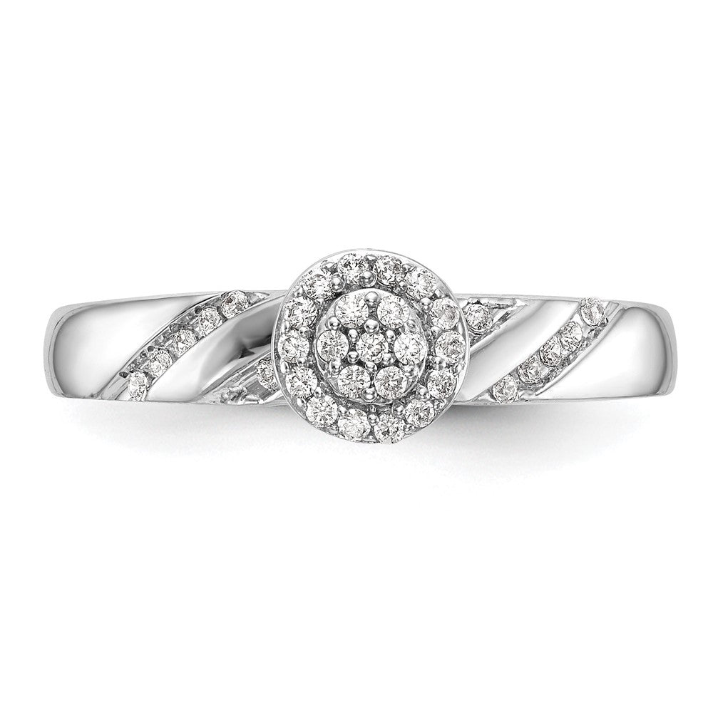 14K Weißgold Verlobungsring mit komplettem Diamant-Trio-Cluster