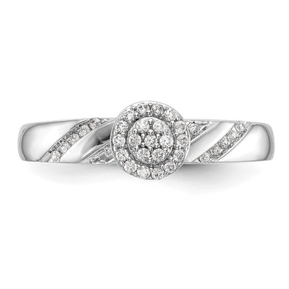 14K Weißgold Verlobungsring mit komplettem Diamant-Trio-Cluster