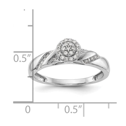 14K Weißgold Verlobungsring mit komplettem Diamant-Trio-Cluster