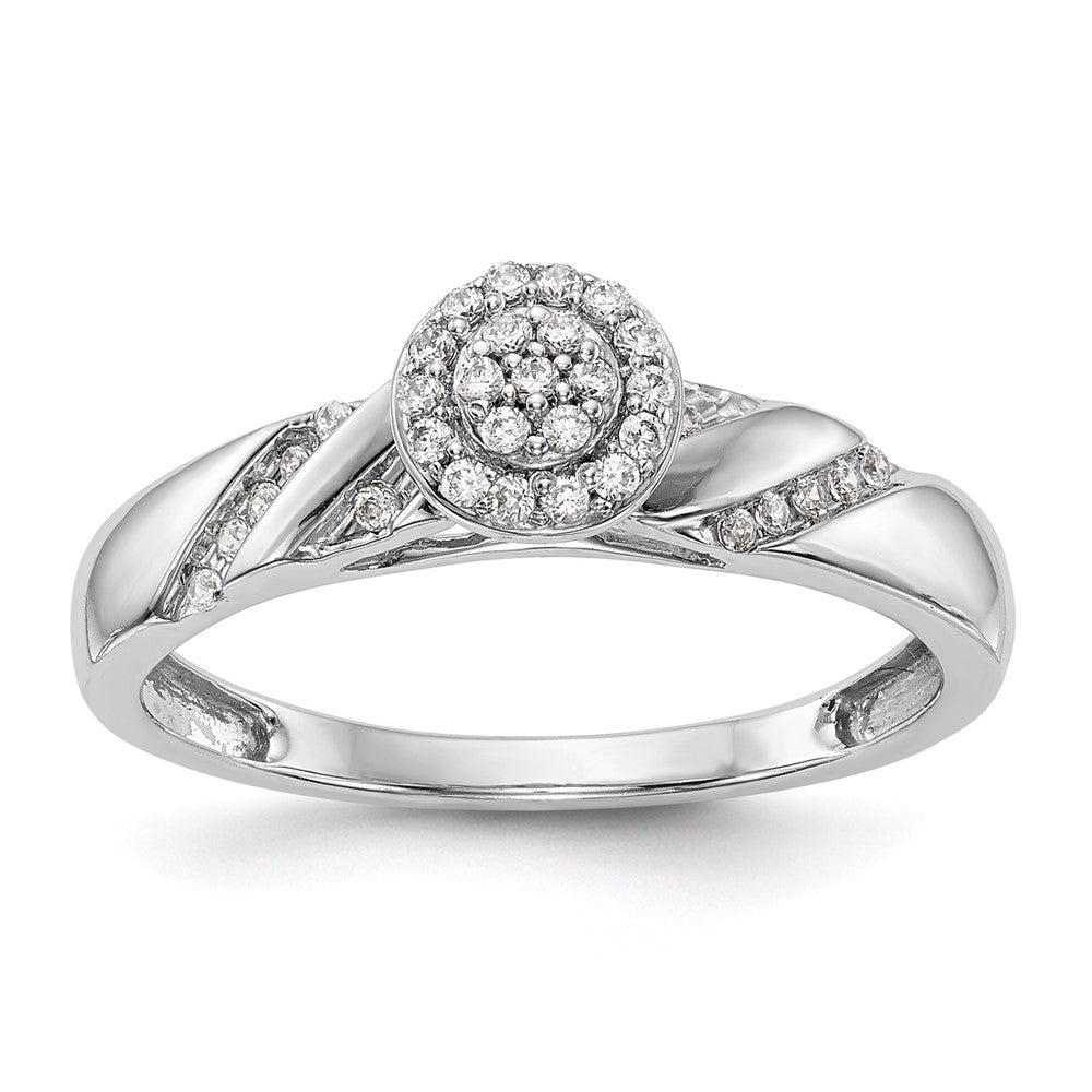 14K Weißgold Verlobungsring mit komplettem Diamant-Trio-Cluster