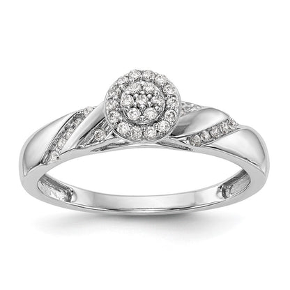 14K Weißgold Verlobungsring mit komplettem Diamant-Trio-Cluster
