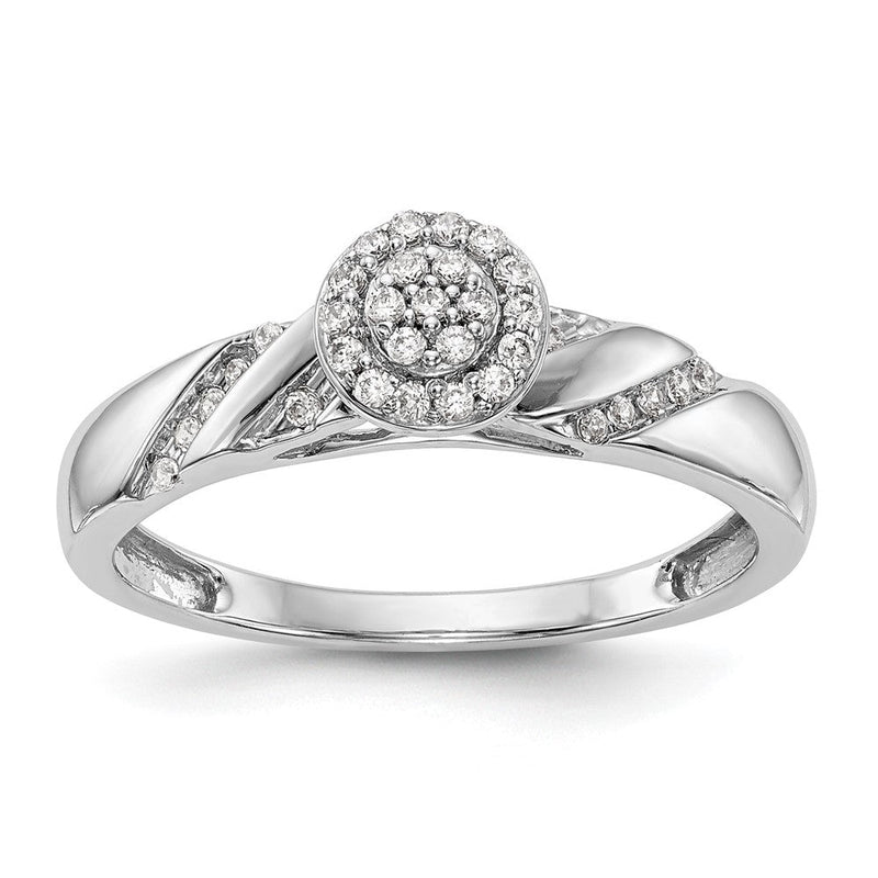 14K Weißgold Verlobungsring mit komplettem Diamant-Trio-Cluster