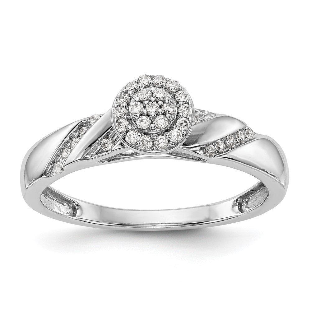 14K Weißgold Verlobungsring mit Cluster aus laborgezüchteten Diamanten, VS/SI+ G+, Trio-Fassung