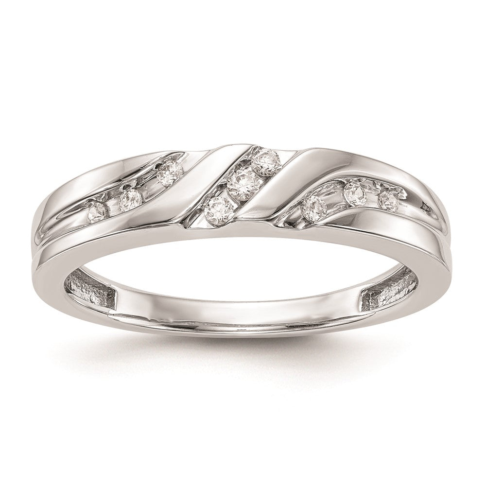 14K Weißgold Herren-Trauring-Set mit natürlichen Diamanten, dreiteilig