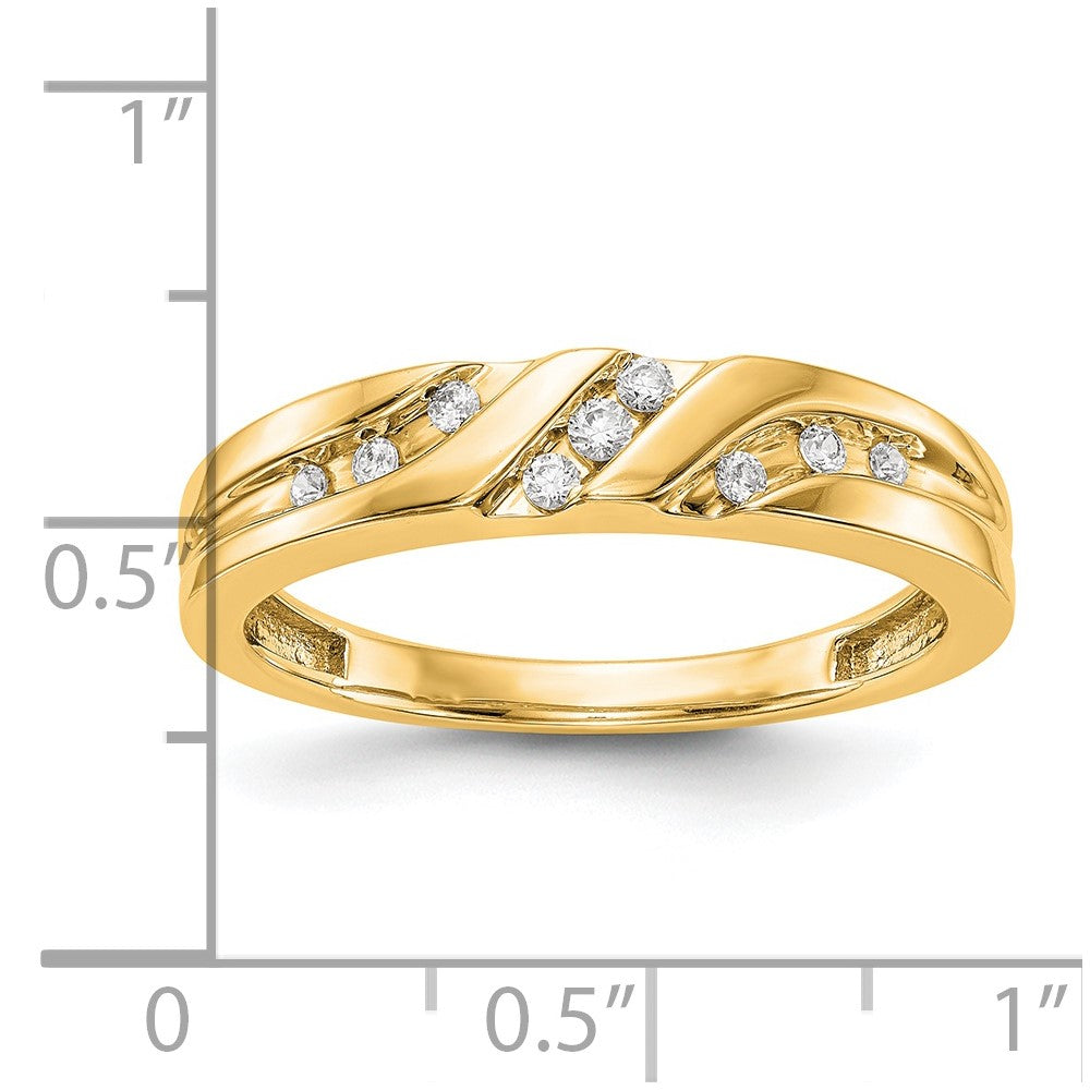14K Gelbgold Herren-Trio-Ehering mit echten Diamanten, komplett besetzt