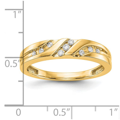 14K Gelbgold Herren-Trio-Ehering mit echten Diamanten, komplett besetzt
