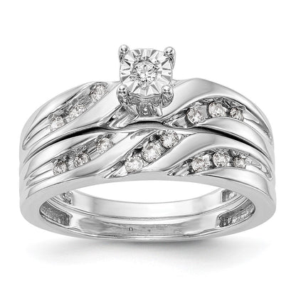 Verlobungsring-Trio aus 14K Weißgold mit Diamanten, komplett besetzt