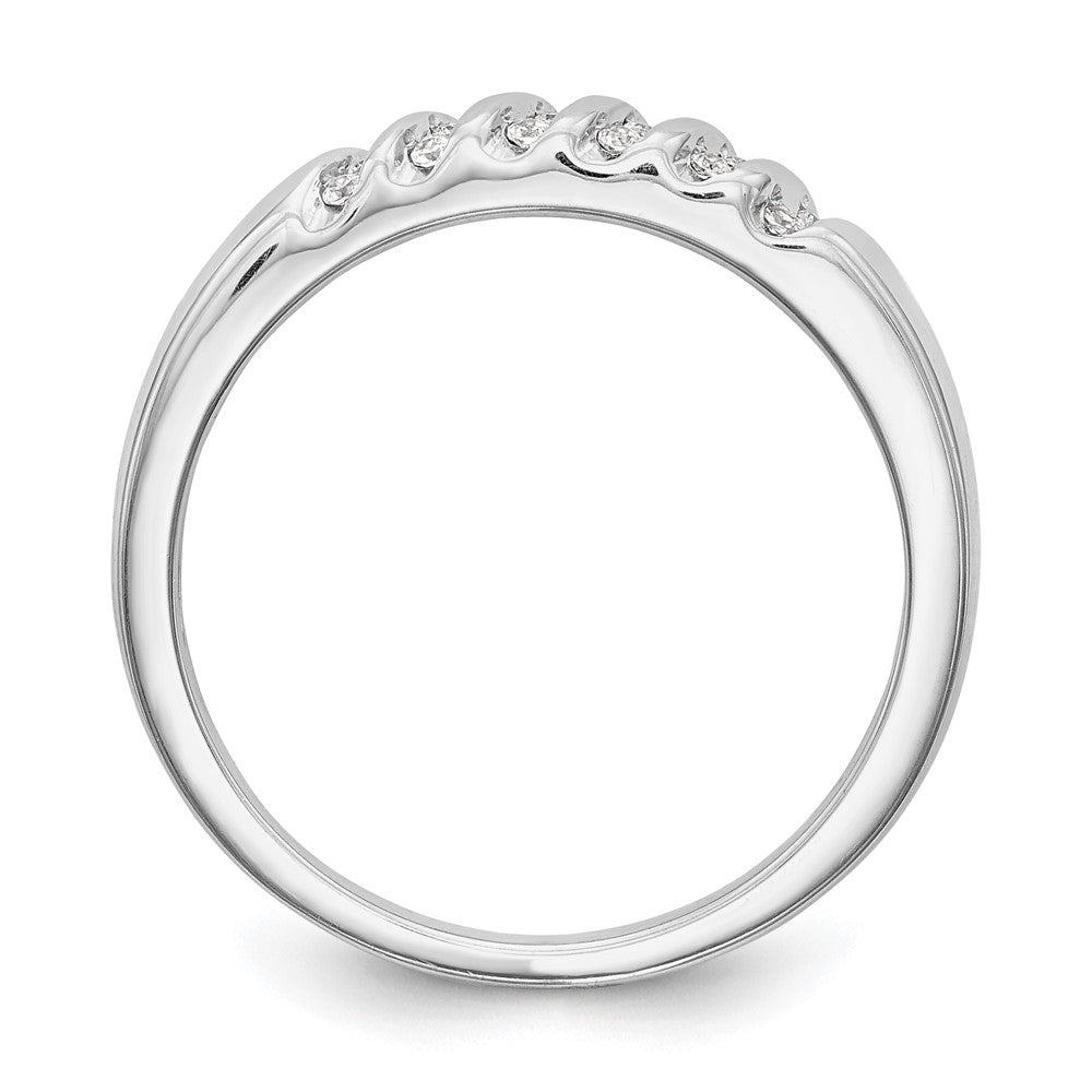 14K Weißgold Herren-Trio-Ehering mit natürlichen Diamanten, komplett besetzt