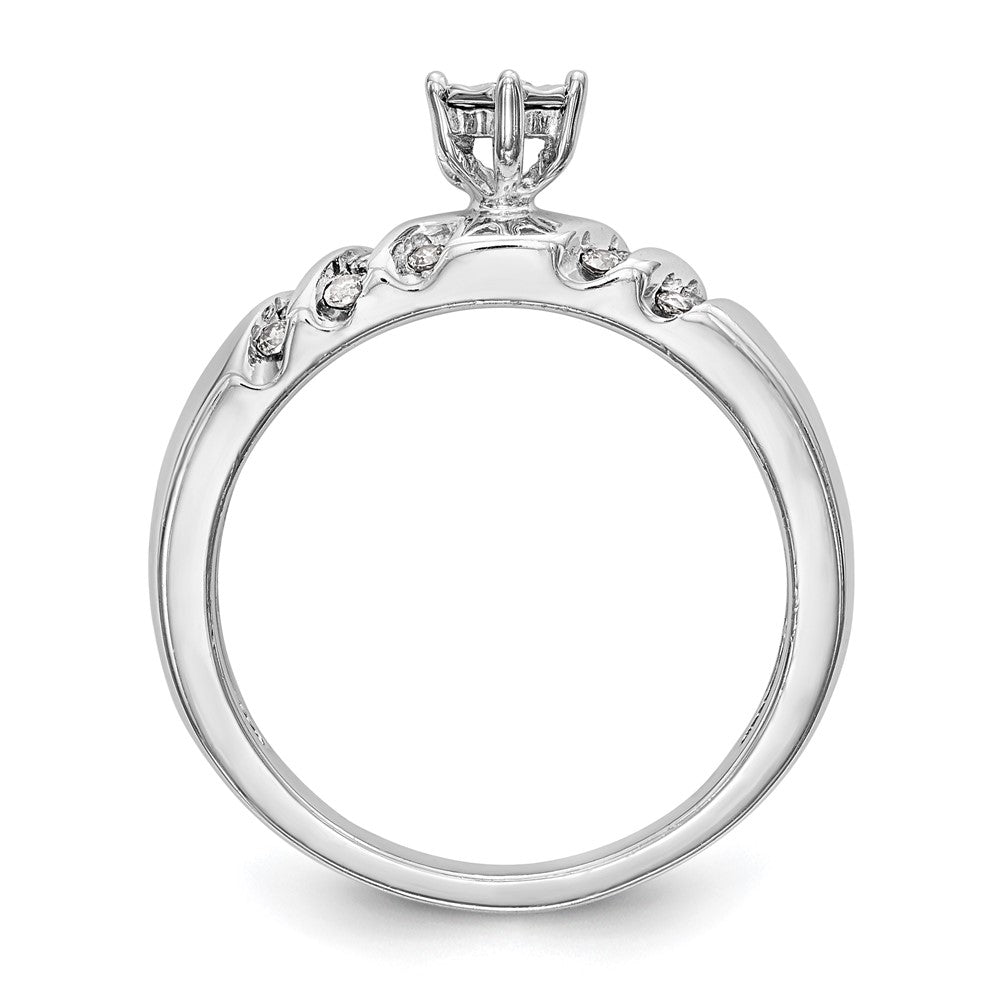 14K Weißgold Trio-Verlobungsring mit echten Diamanten, komplett