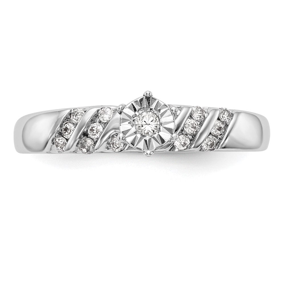 14K Weißgold Trio-Verlobungsring mit echten Diamanten, komplett