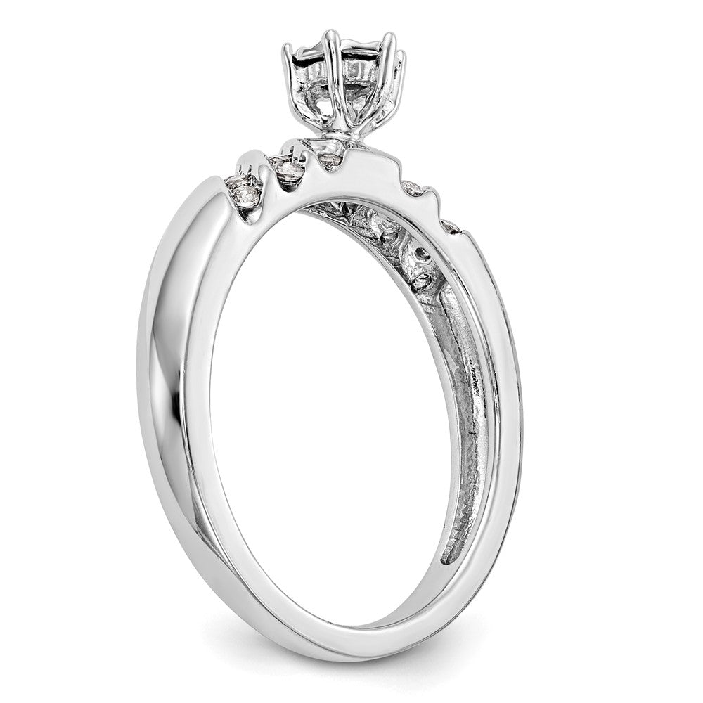 14K Weißgold Trio-Verlobungsring mit echten Diamanten, komplett