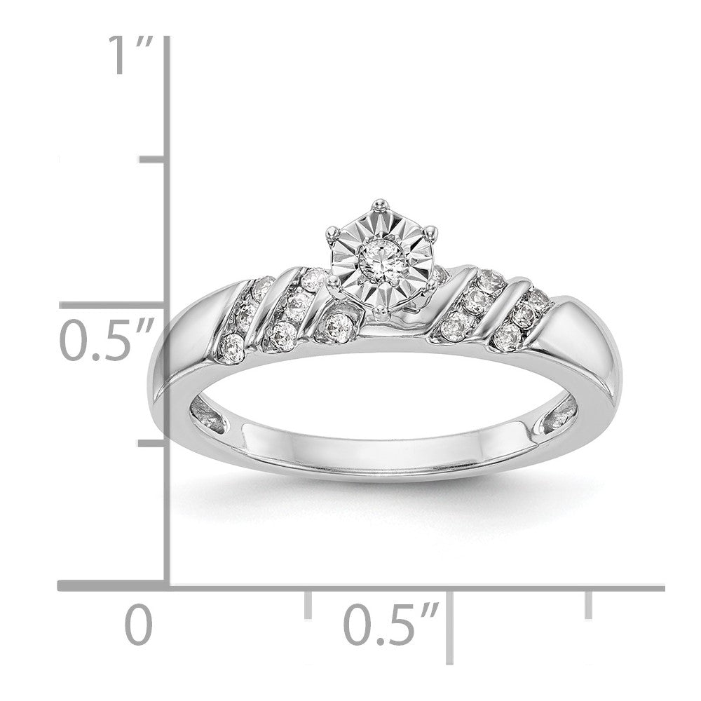 14K Weißgold Trio-Verlobungsring mit echten Diamanten, komplett