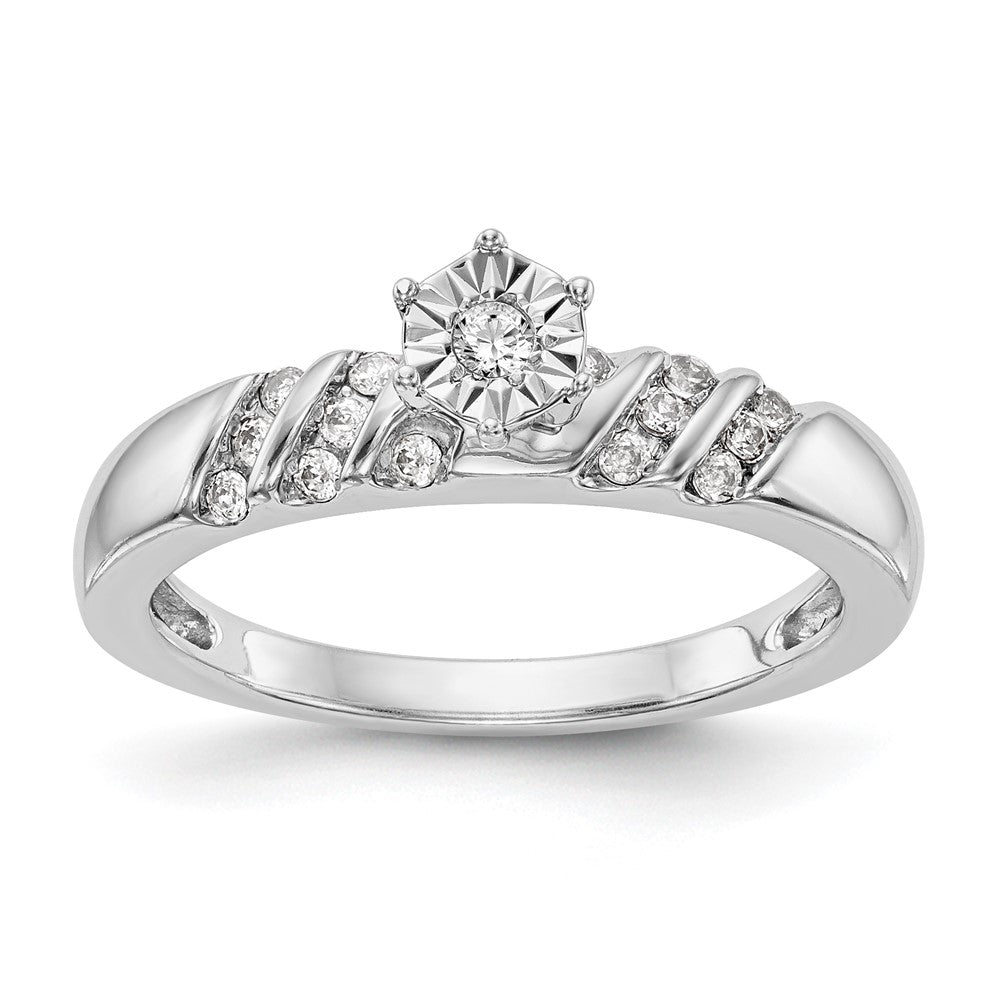 14K Weißgold Trio-Verlobungsring mit echten Diamanten, komplett