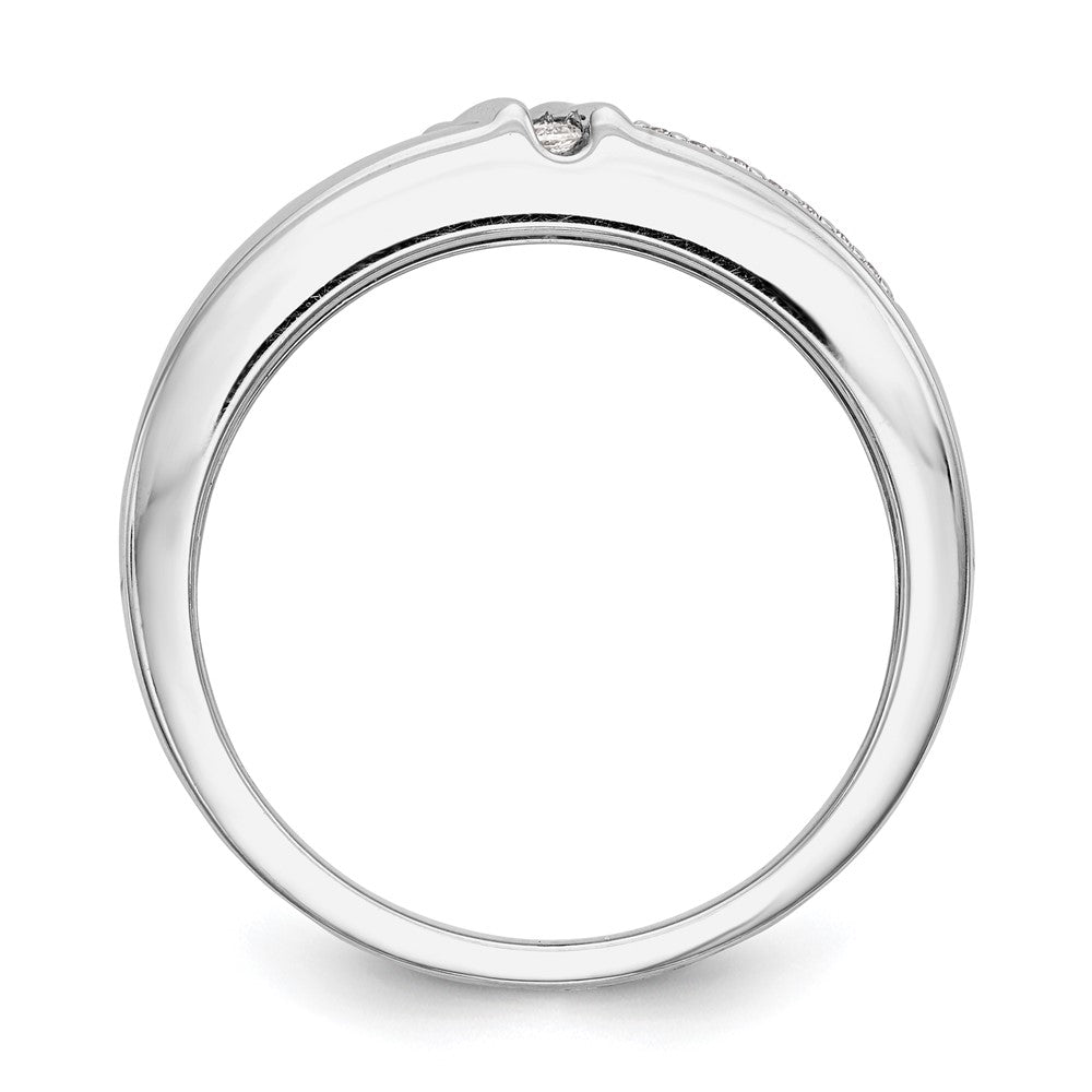 14K Weißgold Herren-Trauring-Set (3-teilig) mit natürlichen Diamanten, komplett besetzt