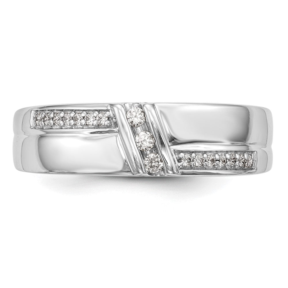 14K Weißgold Herren-Trauring-Set (3-teilig) mit natürlichen Diamanten, komplett besetzt