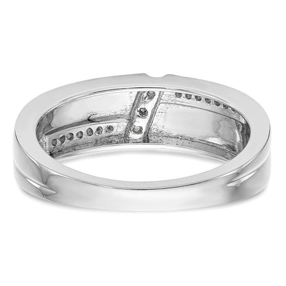 14K Weißgold Herren-Trauring-Set (3-teilig) mit natürlichen Diamanten, komplett besetzt