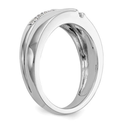 14K Weißgold Herren-Trauring-Set (3-teilig) mit natürlichen Diamanten, komplett besetzt