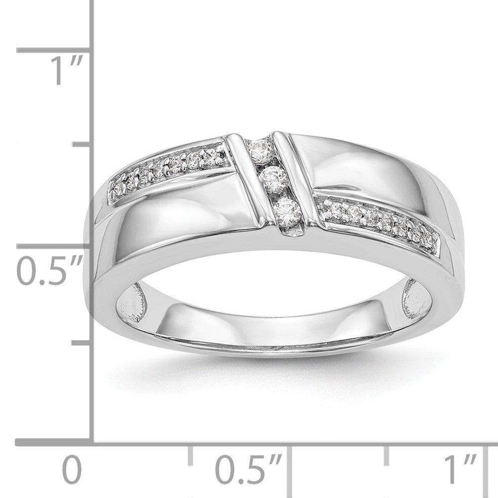 14K Weißgold Herren-Trauring-Set (3-teilig) mit natürlichen Diamanten, komplett besetzt