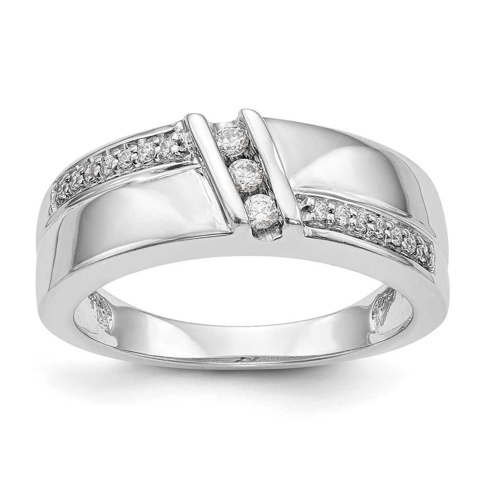 14K Weißgold Trauring-Trio-Set für Damen mit natürlichen Diamanten