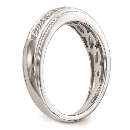 14K Weißgold Herren-Trio-Eheringe mit natürlichen Diamanten, vollständig besetzt