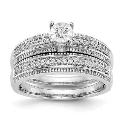 14K Weißgold Diamant-Trio Verlobungsring-Set