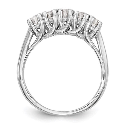 14K Weißgold Ehering mit 5 Diamanten