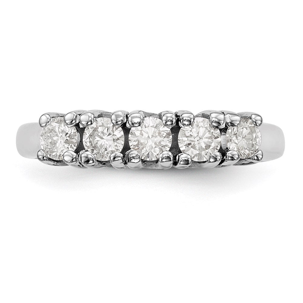 14K Weißgold Ehering mit 5 Diamanten