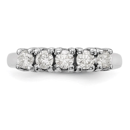 14K Weißgold Ehering mit 5 Diamanten