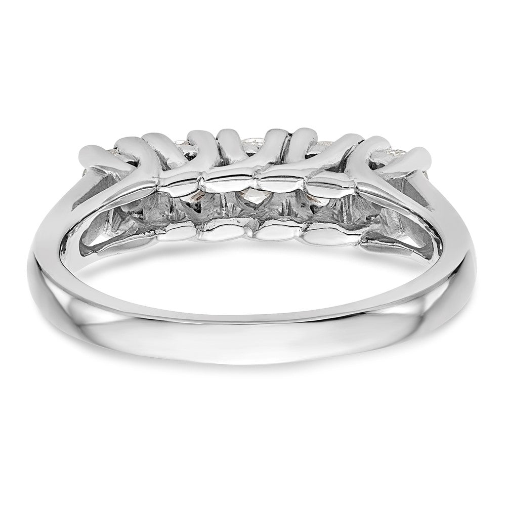 14K Weißgold Ehering mit 5 Diamanten