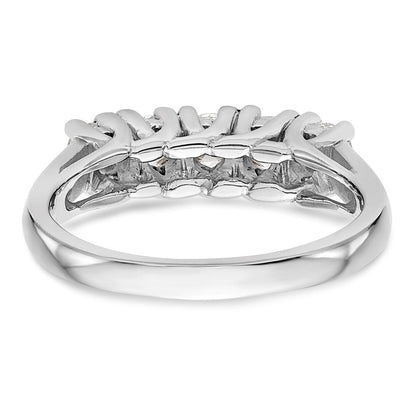 14K Weißgold Ehering mit 5 Diamanten