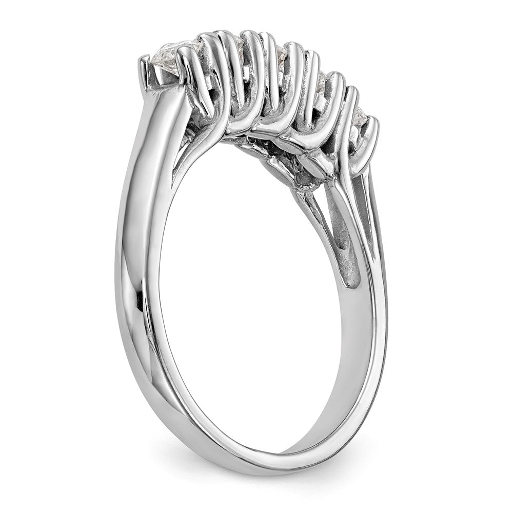 14K Weißgold Ehering mit 5 Diamanten