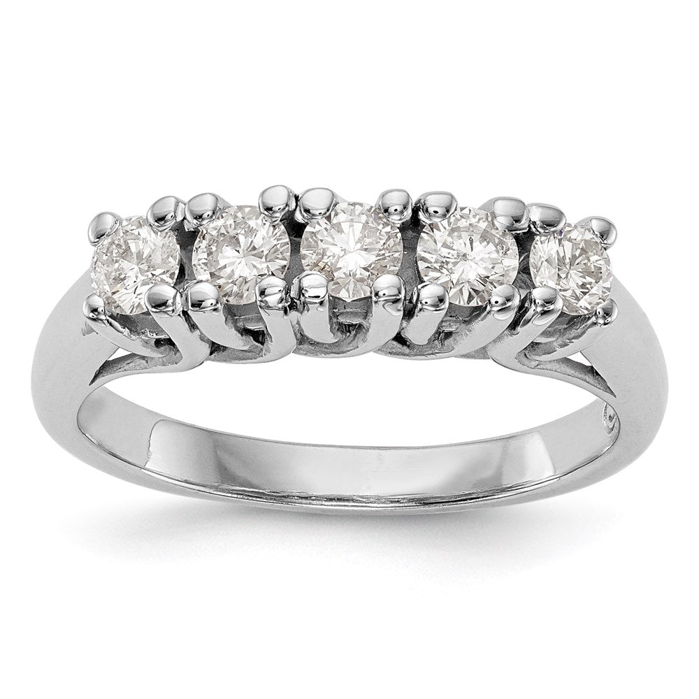 14K Weißgold Ehering mit 5 Diamanten