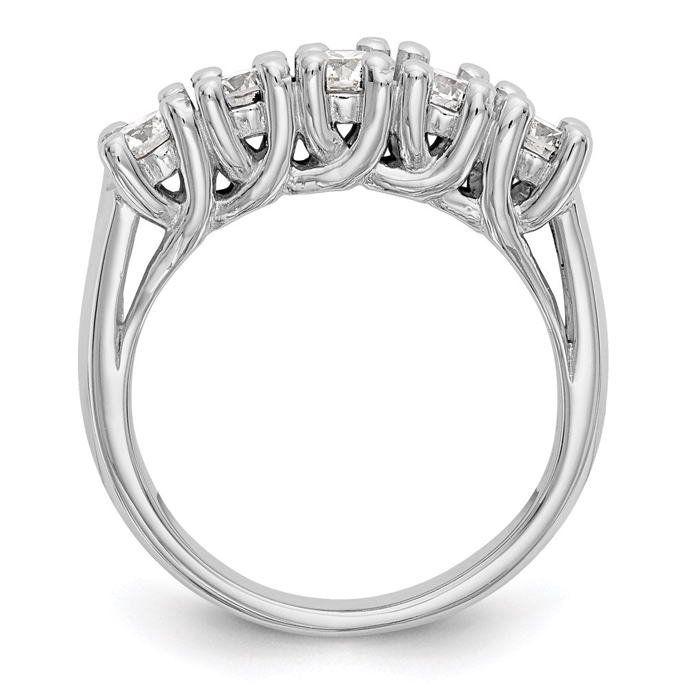 585 Weißgold Ehering mit 5 natürlichen Diamanten, 0,985 ct Gesamtgewicht