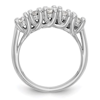 585 Weißgold Ehering mit 5 natürlichen Diamanten, 0,985 ct Gesamtgewicht