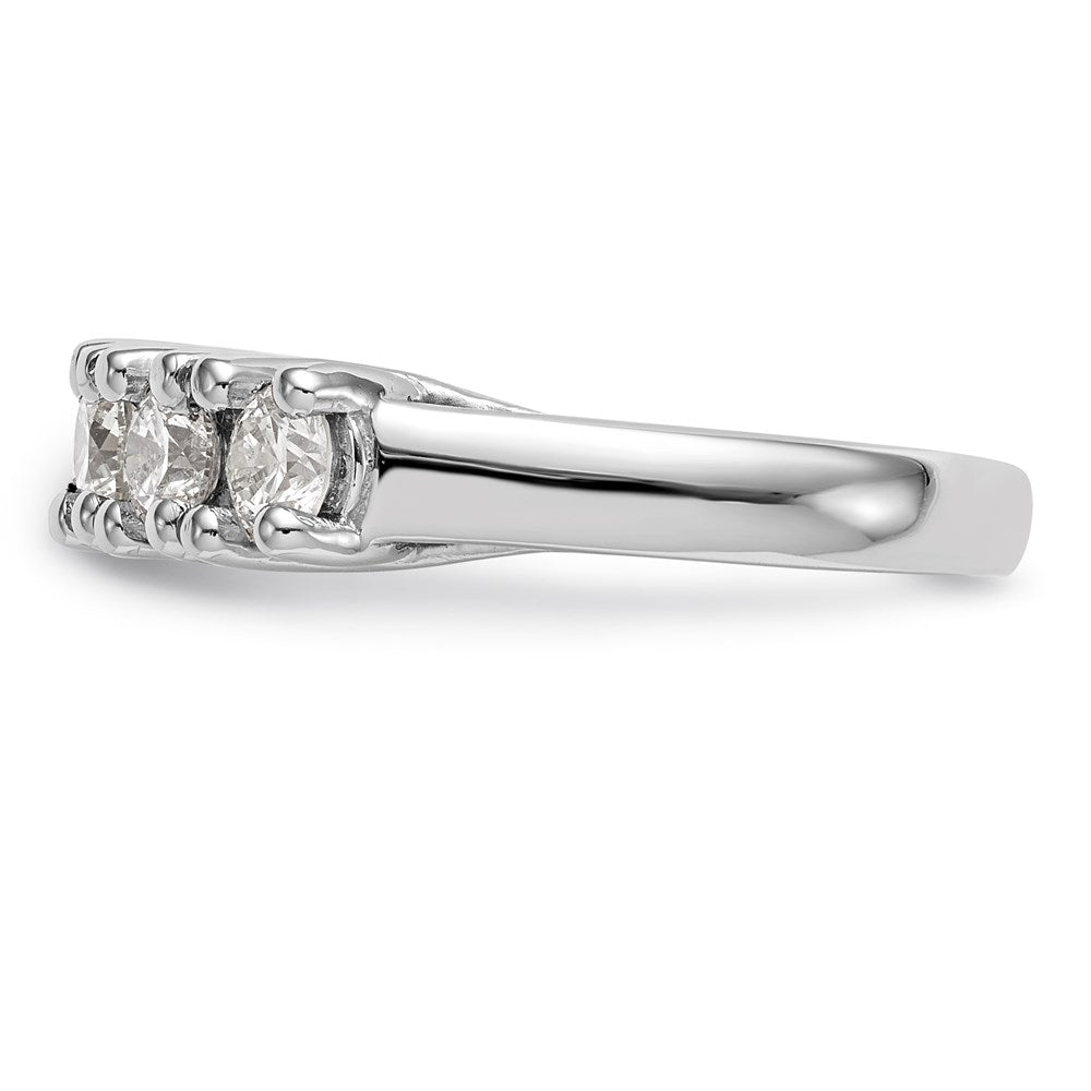 585 Weißgold Ehering mit 5 natürlichen Diamanten, 0,985 ct Gesamtgewicht