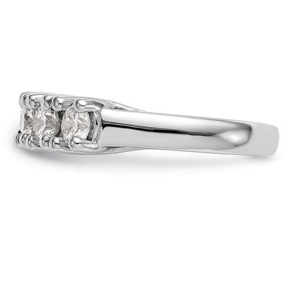 585 Weißgold Ehering mit 5 natürlichen Diamanten, 0,985 ct Gesamtgewicht
