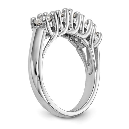 585 Weißgold Ehering mit 5 natürlichen Diamanten, 0,985 ct Gesamtgewicht