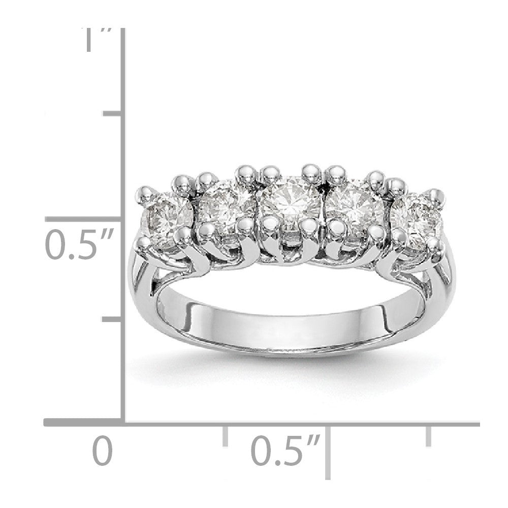 585 Weißgold Ehering mit 5 natürlichen Diamanten, 0,985 ct Gesamtgewicht