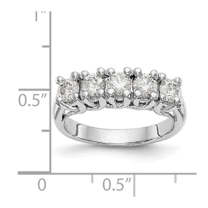 585 Weißgold Ehering mit 5 natürlichen Diamanten, 0,985 ct Gesamtgewicht