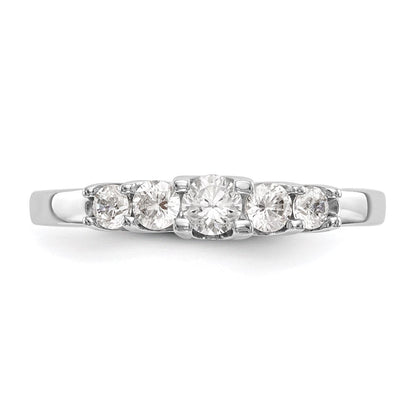 14K Weißgold Ehering mit 5 natürlichen Diamanten, 0,5 ct. Gesamtgewicht