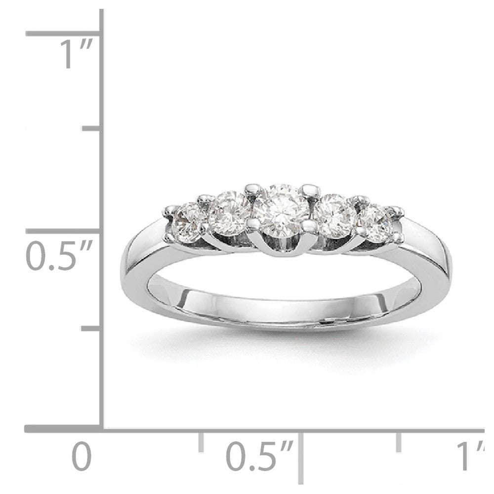 14K Weißgold Ehering mit 5 natürlichen Diamanten, 0,5 ct. Gesamtgewicht