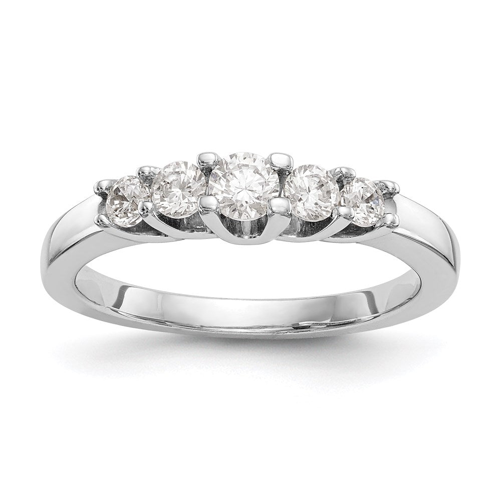 14K Weißgold Ehering mit 5 natürlichen Diamanten, 0,5 ct. Gesamtgewicht