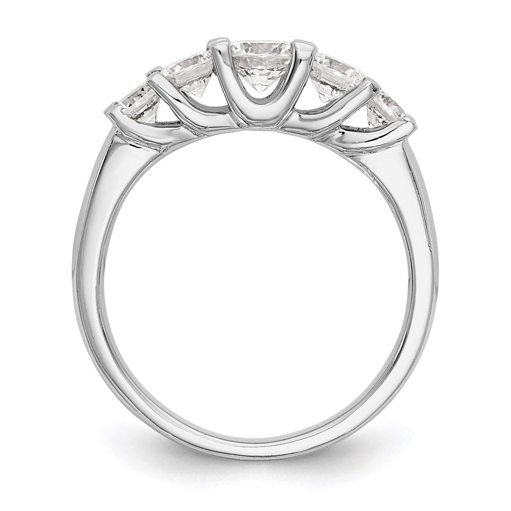14K Weißgold Ehering mit 5 natürlichen Diamanten, 1,01 ct