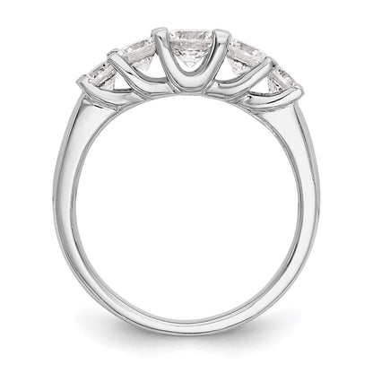 14K Weißgold Ehering mit 5 natürlichen Diamanten, 1,01 ct