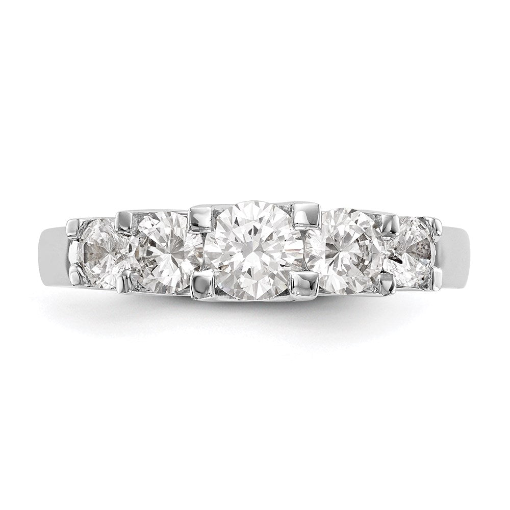 14K Weißgold Ehering mit 5 natürlichen Diamanten, 1,01 ct