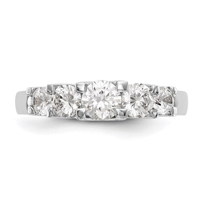 14K Weißgold Ehering mit 5 natürlichen Diamanten, 1,01 ct